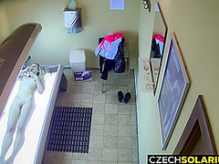 Blonde Girl Caught In Public Solarium