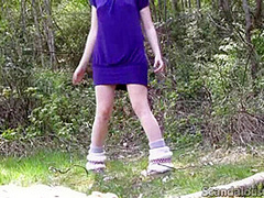 Blonde Girflriend Blows Boyfriend's Cock Outdoors