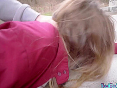 Pickedup euro babe fucked outdoors in erotic couple