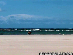 Horny Latina Gets A Double Penetration At The Beach In Hot Threesome