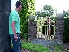 German Step Mom Catch Son Wank In Garden And Help With Fuck