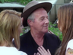 Hardcore Old Action With Two Teens Fucking The Same Grandpa