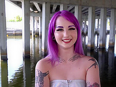 Goth Teen With Purple Hair Gets Fucked