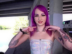 Goth Teen With Purple Hair Gets Fucked