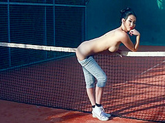 Reina Strips Naked In Tennis Court
