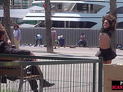 Humiliated european public nudity and kinky spanking