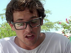 Nedry Chick In Glasses Gets Her Hairy Twat Eaten Out Outdoors With Tyler Nixon And Jay Taylor