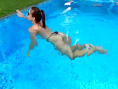 Girl Deep Sucking Big Cock Stranger In The Pool - Orgasm Closeup 10 Min