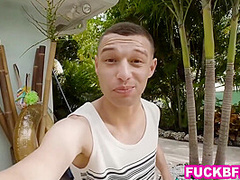 Memorial Day Pool Party With Teen Sharing A Huge Cock Together