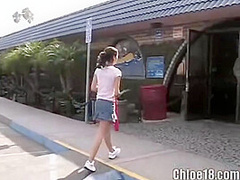 Teen fingers herself in her car