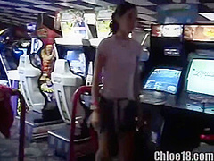 Teen fingers herself in her car