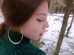 I Love Quick Sex Outdoors Even In Winter - Cum On My Pretty Face Pov