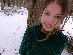 I Love Quick Sex Outdoors Even In Winter - Cum On My Pretty Face Pov