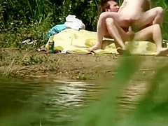 Couple Sex Spyied On River Beach Voyeur