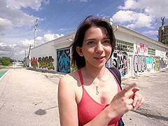 Cute Short Haired Teen Banged Outdoors