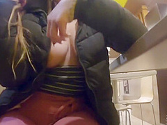 Girlfriend In A Cafe In Public Shows Boobs And Pulls Pants