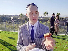 Pov Blonde Girl And A Weddingcrasher - Cum On Belly