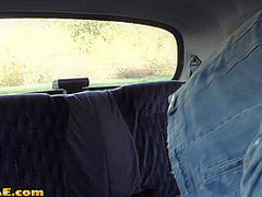 Busty british cabbie sucking before sex on back seat