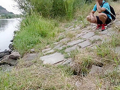 Outdoor Sex With Hunter Ends For Tanned Brunette With Cumshot