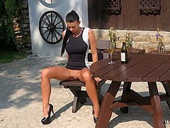 Two Gorgeous Babes Having Fun Outdoors In The Yard