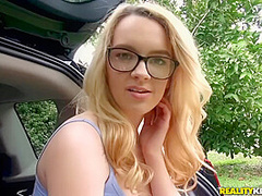 Glassed Teen Haley Getting Her Pussy Fucked Close Up In Outdoor Pov