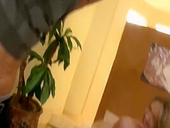Stripping Blonde And Playing Her Juicy Big Boobs
