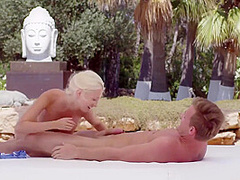 Miriama Kunkelova - Sexy Blonde And Her Man Enjoy Oral Sex Games Outdoors