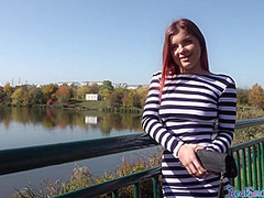 Redhead euro cockriding pov dick outdoors in couple