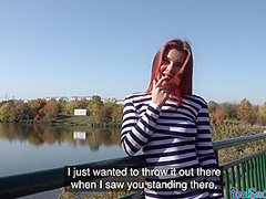 Redhead euro cockriding pov dick outdoors in couple