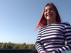 Redhead euro cockriding pov dick outdoors in couple