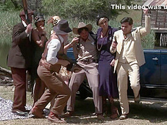 Four Busty Milfs In High Heels Get Fucked By 4 Men In Outdoor Orgy