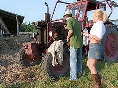 Blonde Farm Chick Moans When Riding A Big Cock In The Field