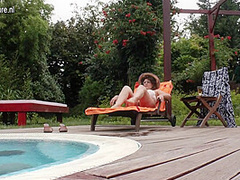 Mature Momma Enjoys The Pool And Her Hairy Beaver - MatureNL