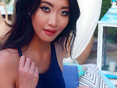 Reina Strips Nude From Her Blue Bodysuit