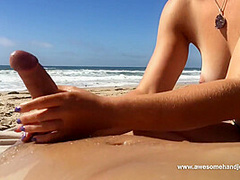 Awesomehandjobs - Girl With Nice Tits Gives Handjob On