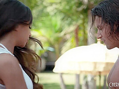 Big Natural Tits April Olson Has A Hardcore Anal Threesome After Masturbating By The Pool