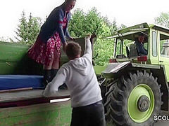 Farmers Are Pleasuring Exciting Fuck On Tractor Cart