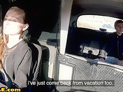 Petite cabbie fingered and licked out before backseat sex