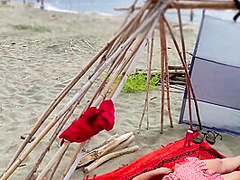 Touches Dick In Public On The Canary Beach In Front Nudist