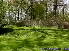 British slut gets outdoor fucked