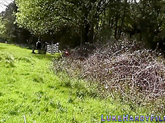 British slut gets outdoor fucked