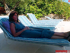 German Milf Gets Fucked By A Tight Young Man Outside On Vacation By The Pool