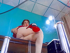 No Panties Sexretary. Try On White Transparent Pantyhose