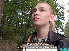 Pulled blonde eurobabe riding POV dick in outdoor action