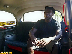 Bigtits UK cabbie blowing black cock and getting pounded