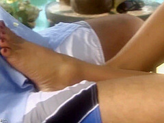 Milf Got Her Feet Covered With Cum After Comforting Poolside Fuck