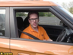 Blonde Czech cabbie sucks off her passenger before sex