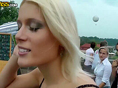 Cock Loving Blonde Is Often Giving Blowjobs To Random Guys