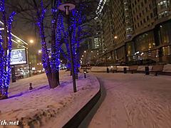 Jeny Smith In Naked In Snow Fall Walking Through The City