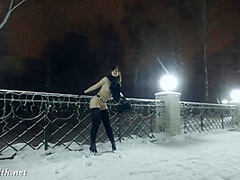 Jeny Smith In Naked In Snow Fall Walking Through The City